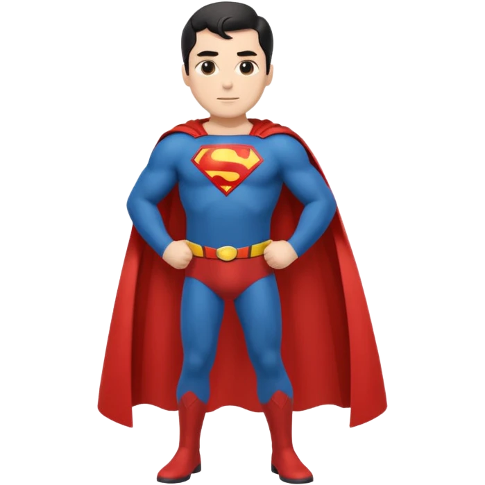 Make a Superman emoji with hands on hips, cape blowing, and the Superman "S" on the front. Make taller emoji