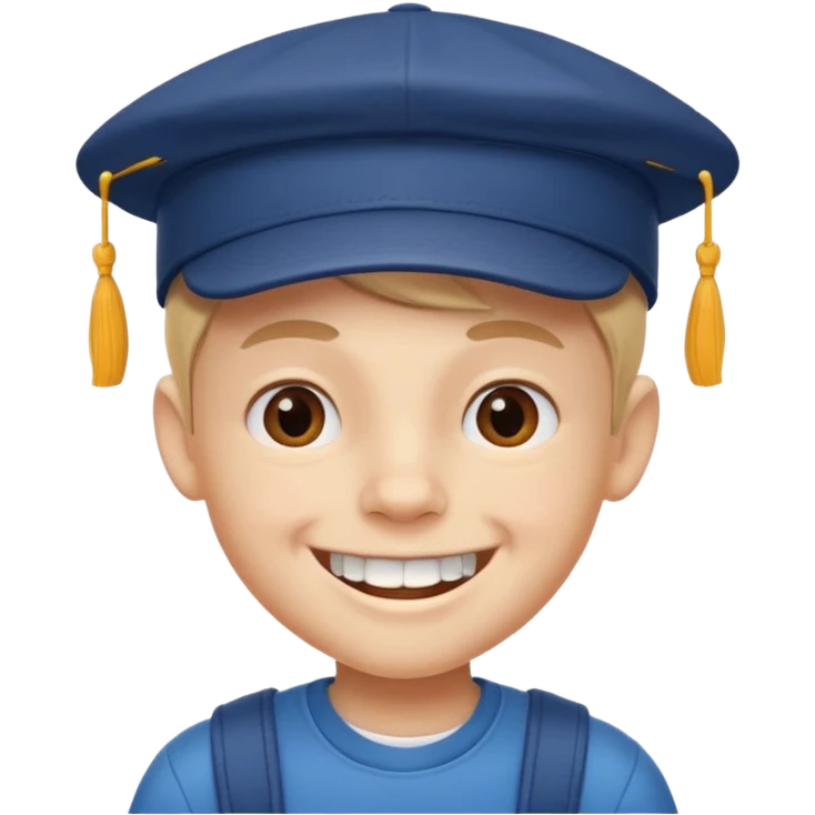 cartoon schoolboy with a cap and prominent front teeth emoji