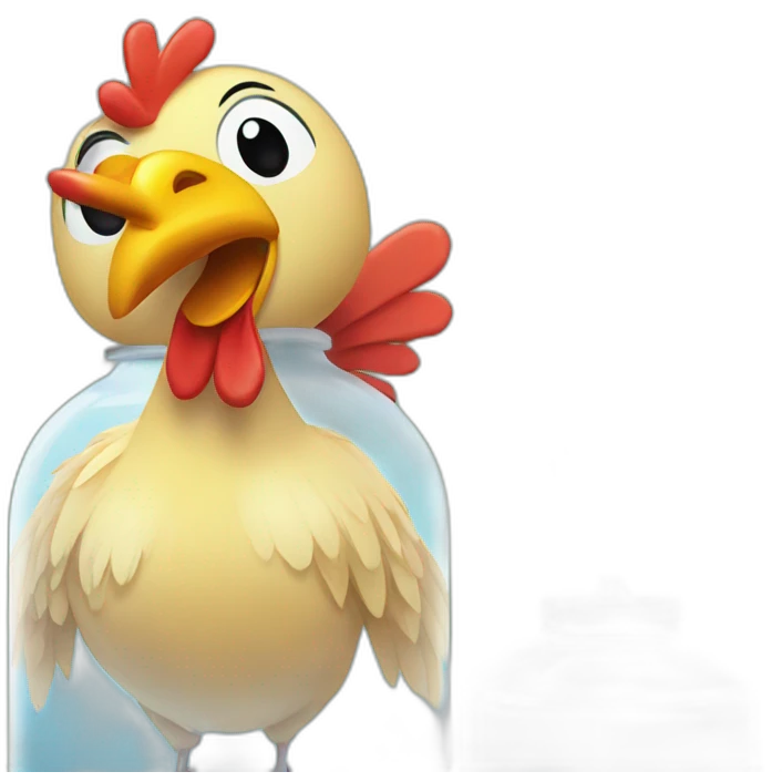 chicken standing on a water bottle emoji