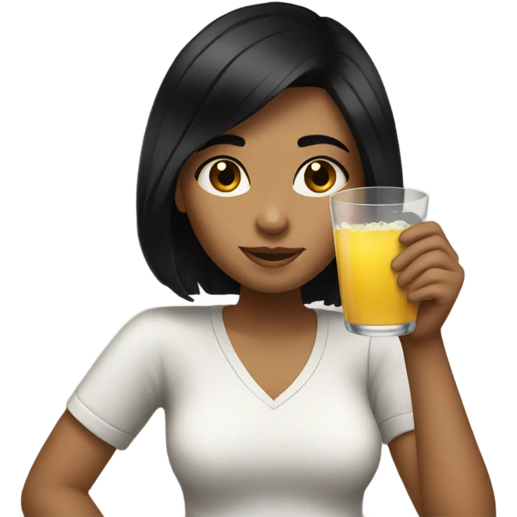 Girl drinking Black hair emoji