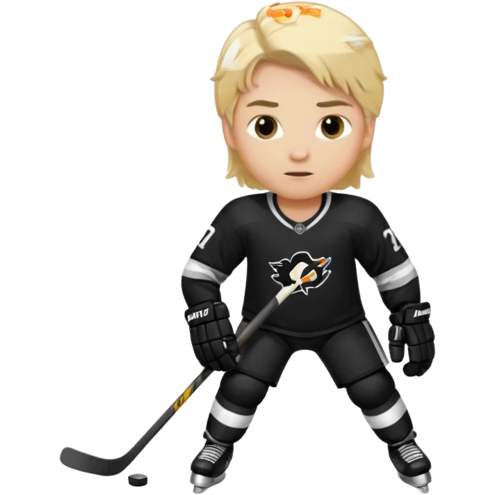 hockey player blonde hair black outfit emoji