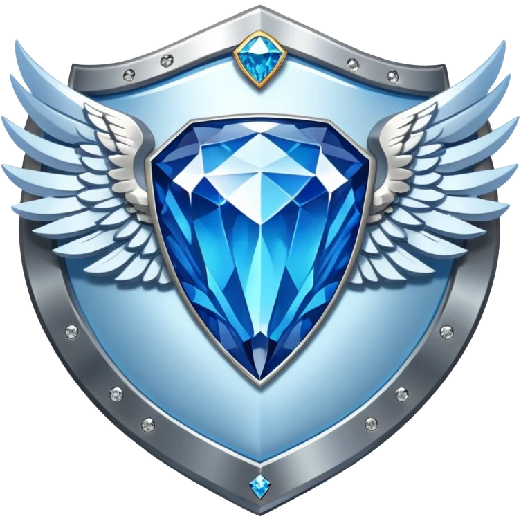 Shield with large wings and a big blue diamond in the center and VIP label emoji