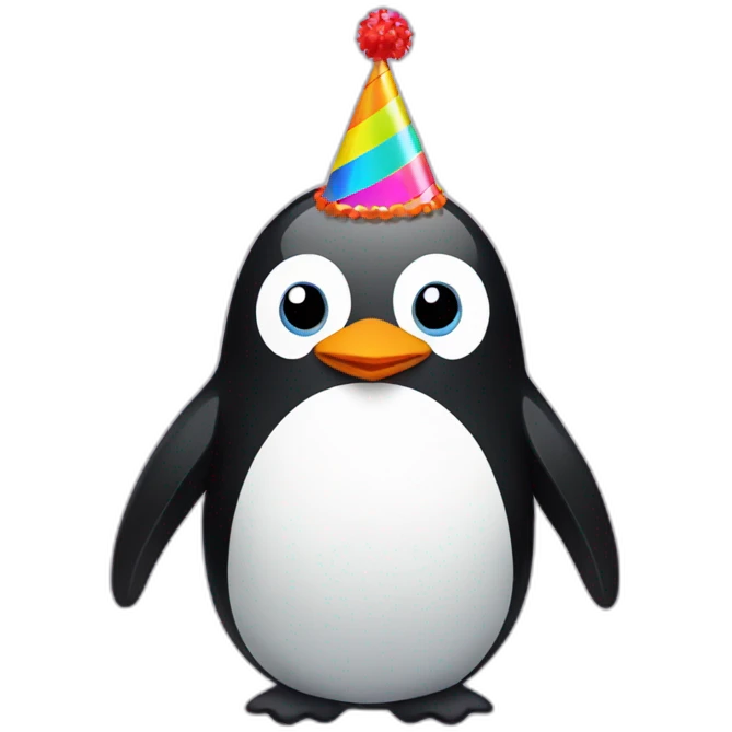penguin with birthday hat emoji