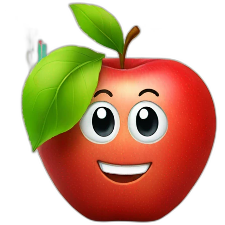 smiling red apple with stock charts emoji
