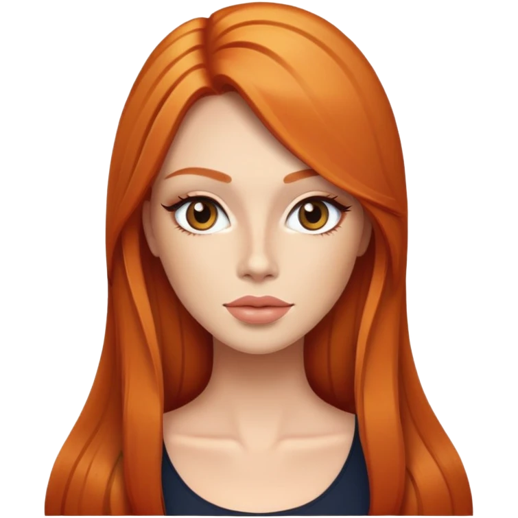 ginger long straight hair with makeup emoji
