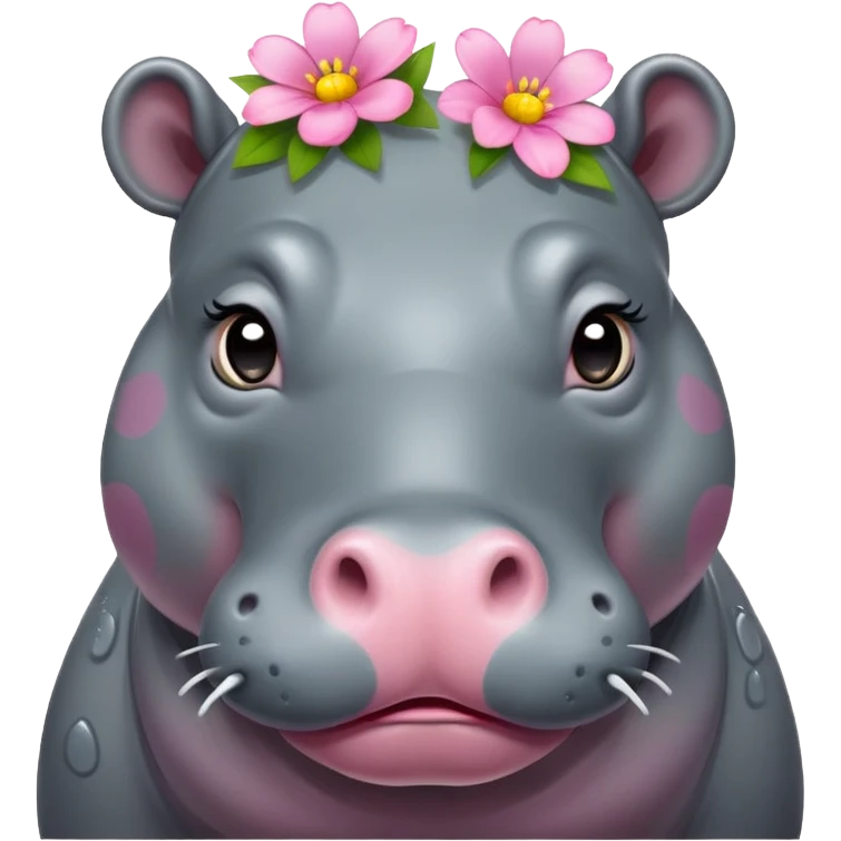 Hippo smelling flowers emoji