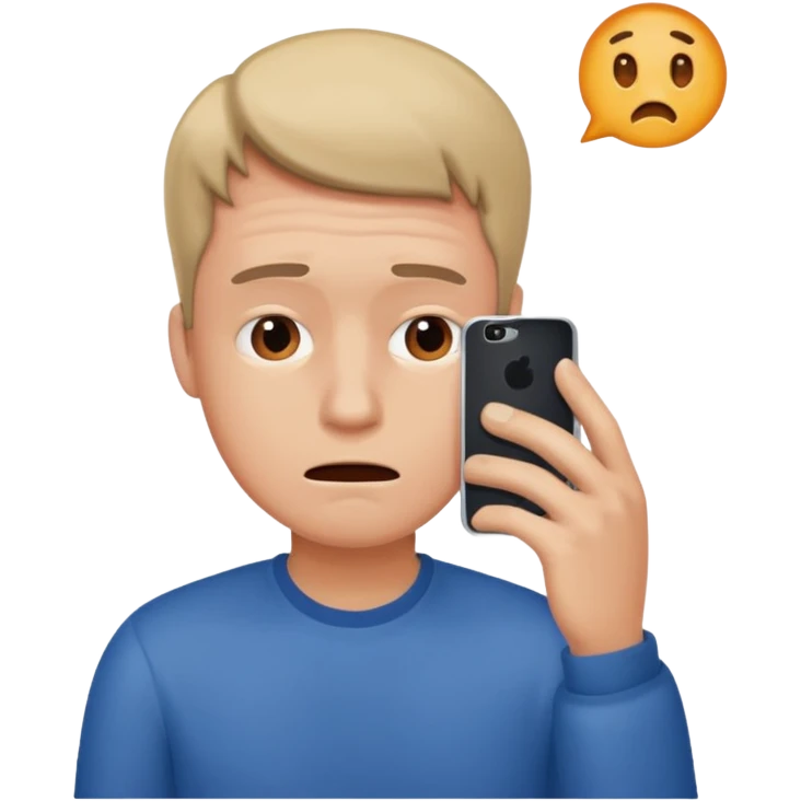 man stressed while watching mobile emoji
