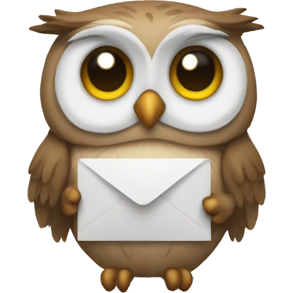 sad owl with a letter emoji