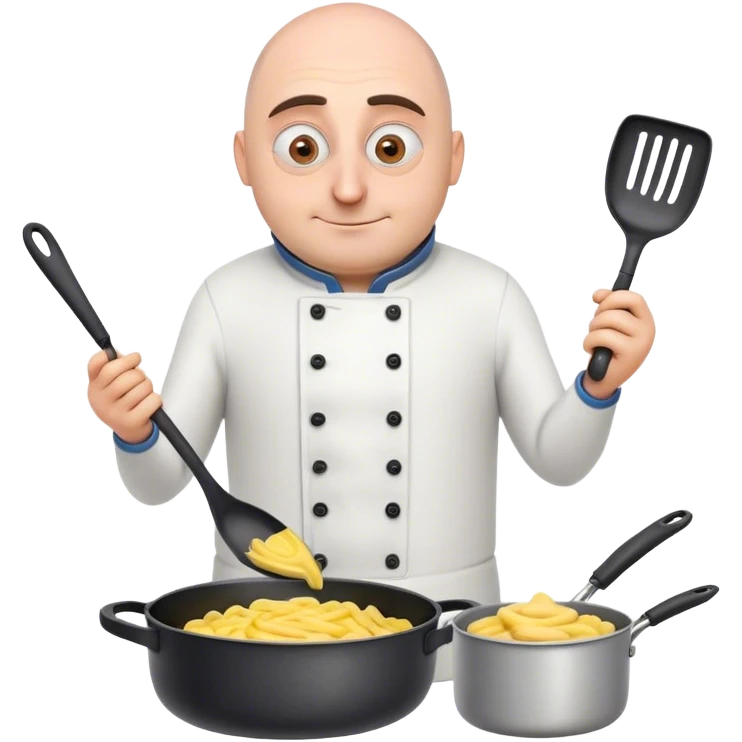 Gru cooking a minion in a pan emoji