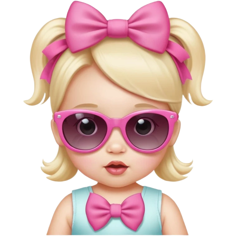 Infant Baby girl with pink bow wearing sunglasses  emoji
