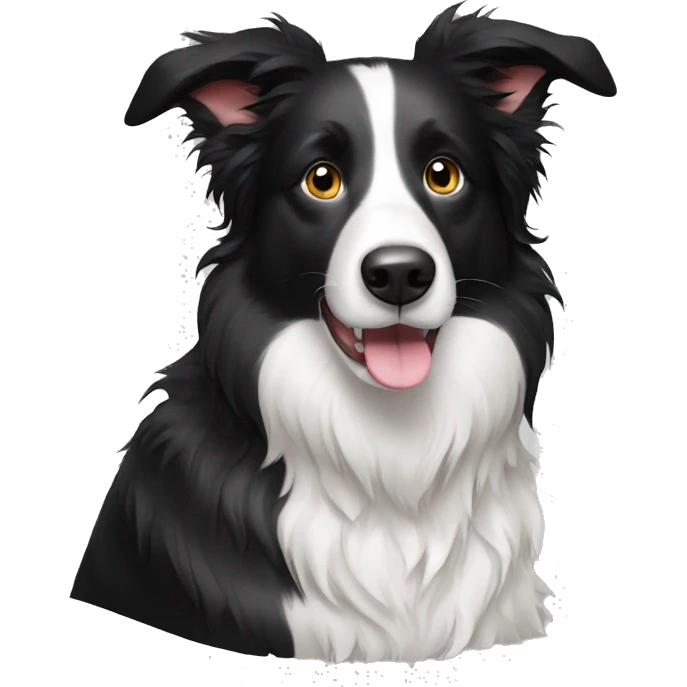 black and white border collie with rat hair emoji