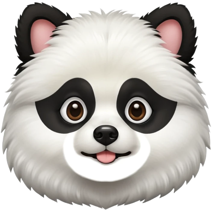 Dog pomeranian but hes like a panda the color and everything he has all black face but in the middle and nose part is white emoji
