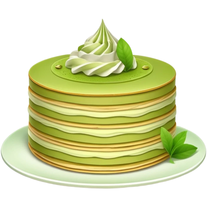 Matcha crepe cake with thin green tea layers emoji