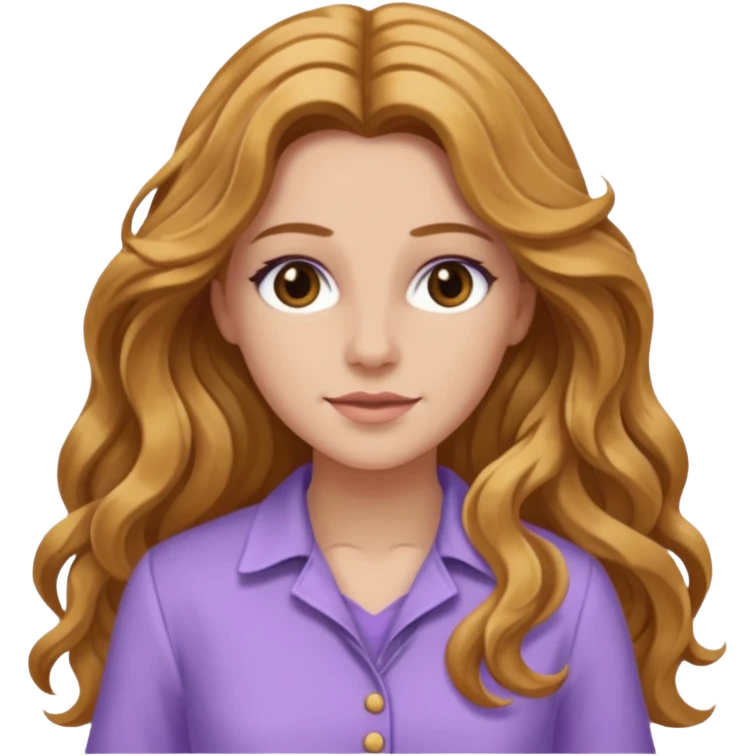 Rachel Bryant from Summer of Fear with long golden brown wavy hair, lavender outfit emoji