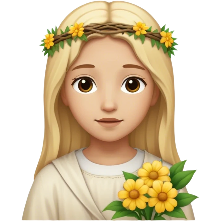 Girl blonde with jesus and flowers emoji