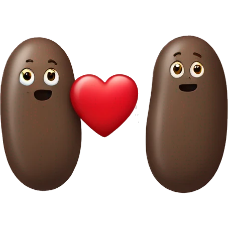 Two beans with a heart emoji