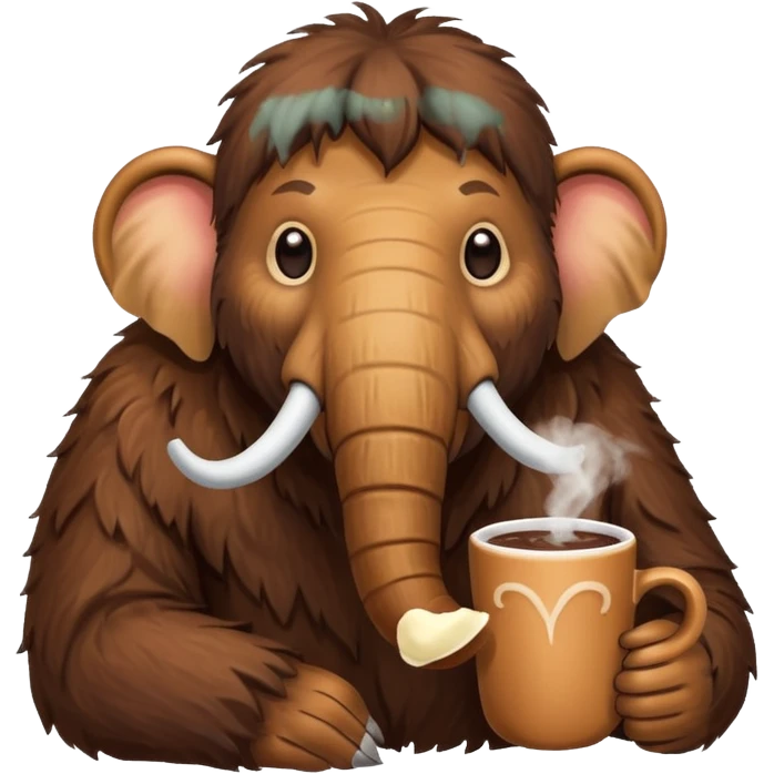 A mammoth who drinks a hot chocolate emoji