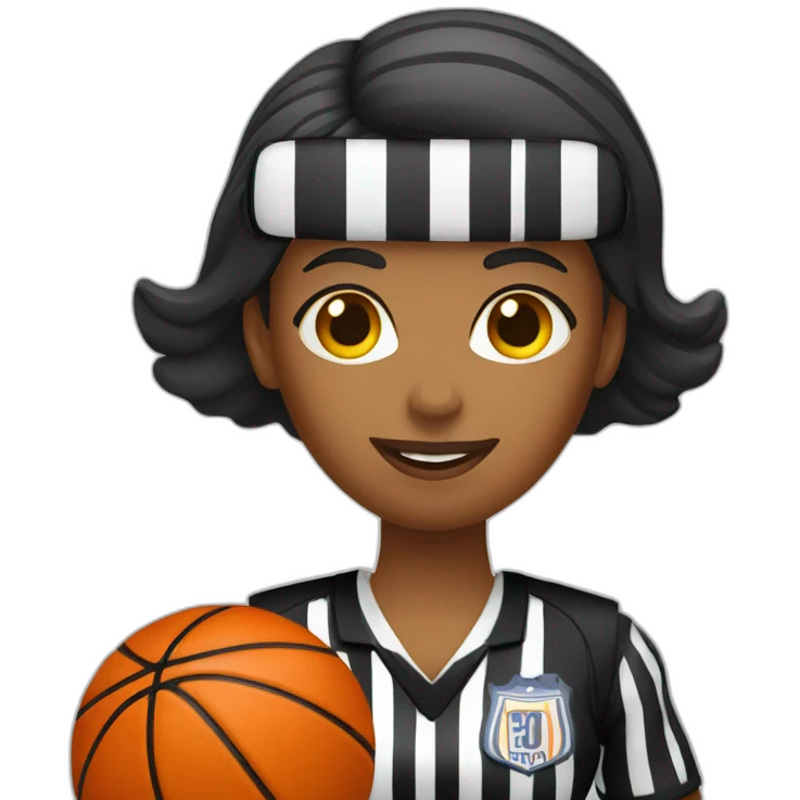 female basketball referee with Basket ball in hand emoji