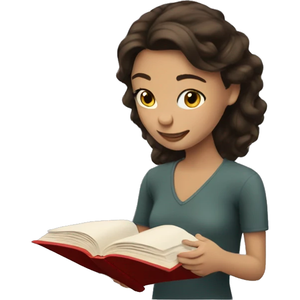 brunette reading book emoji