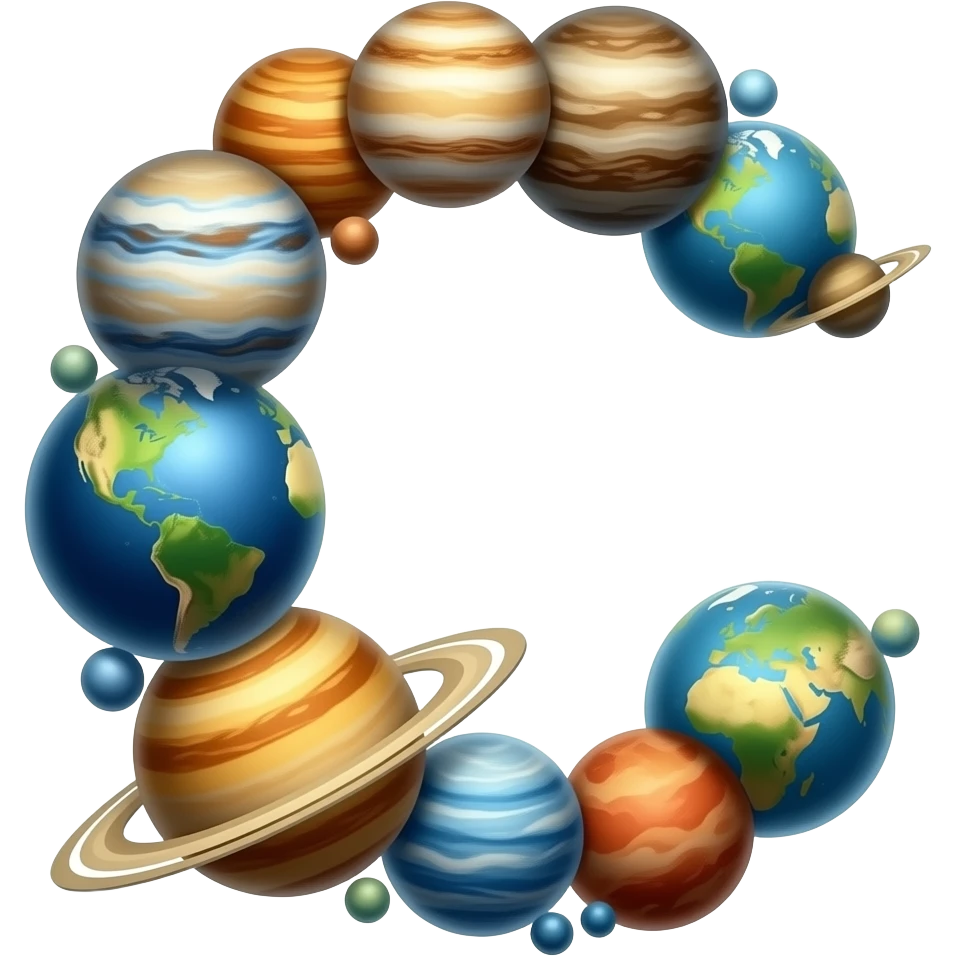 the letter c designed in  planets emoji