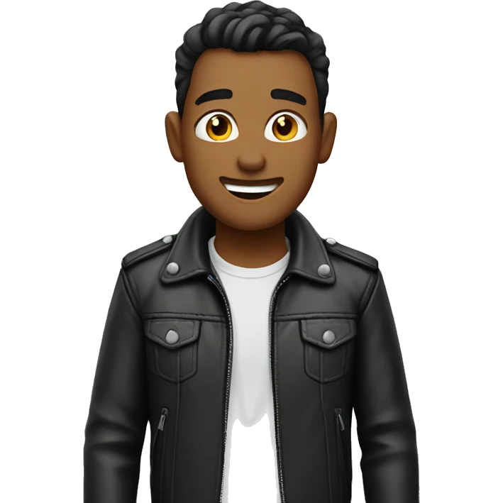 😆 wearing a leather jacket emoji