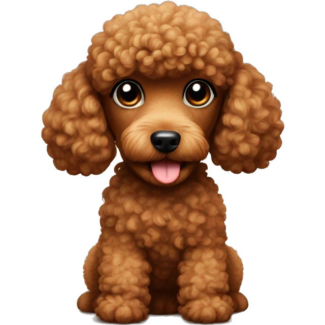 Brown poodle with baby emoji