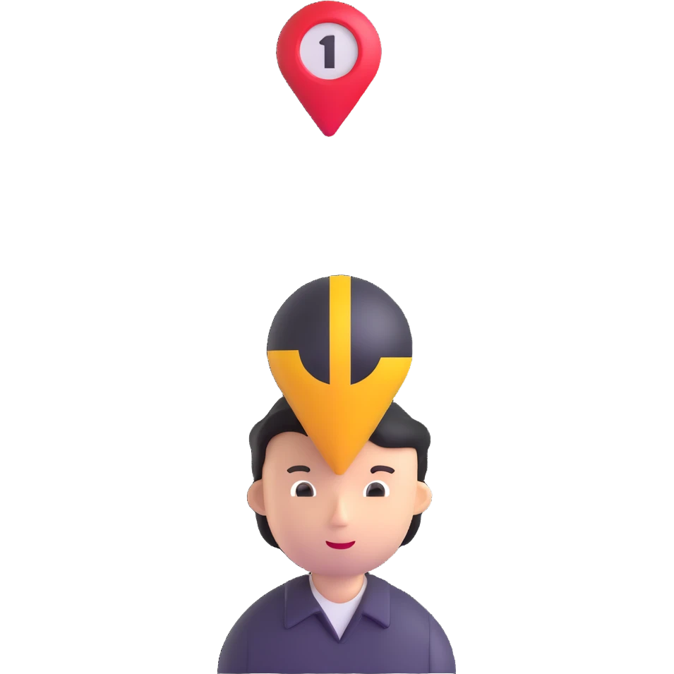 person with location indicator above their head emoji