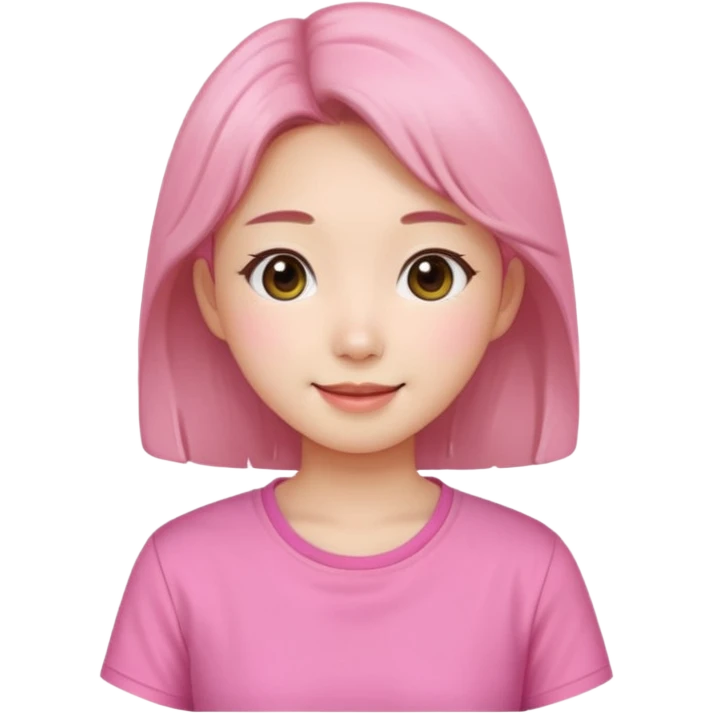 Korean girl beautiful and happy with a pink shirt emoji