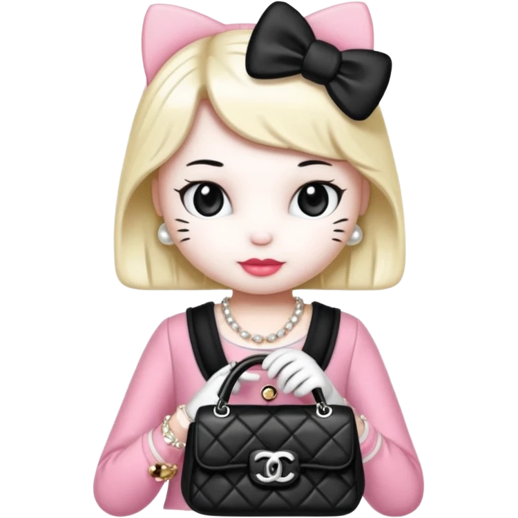 hello kitty wears in chanel with a black bag timelesemoji emoji
