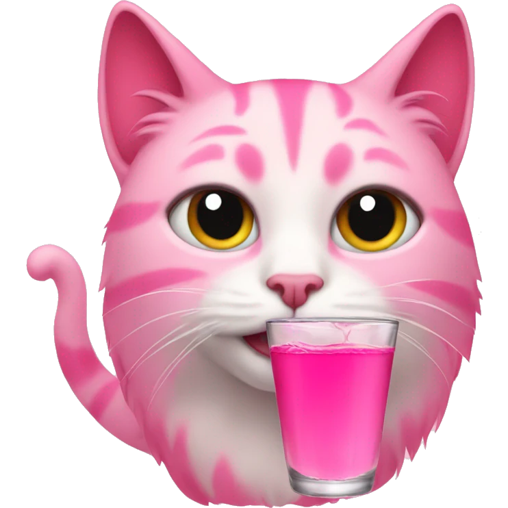 pink cat drinking  emoji