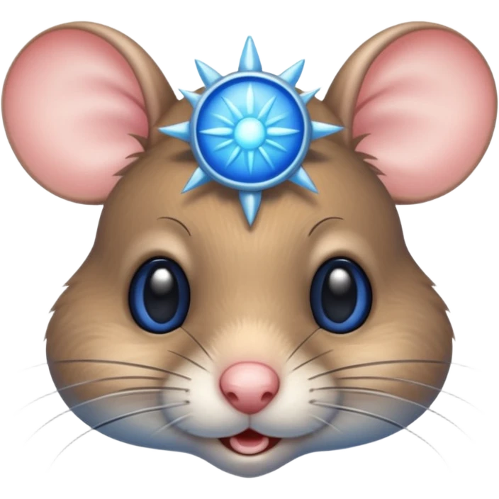A mouse face with blue sun rays emoji
