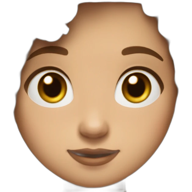 curly girl with brown bob hair brown eyes with freckles in AirPods Pro green emoji