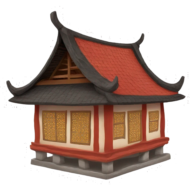 Thai house with red tiles on the roof emoji