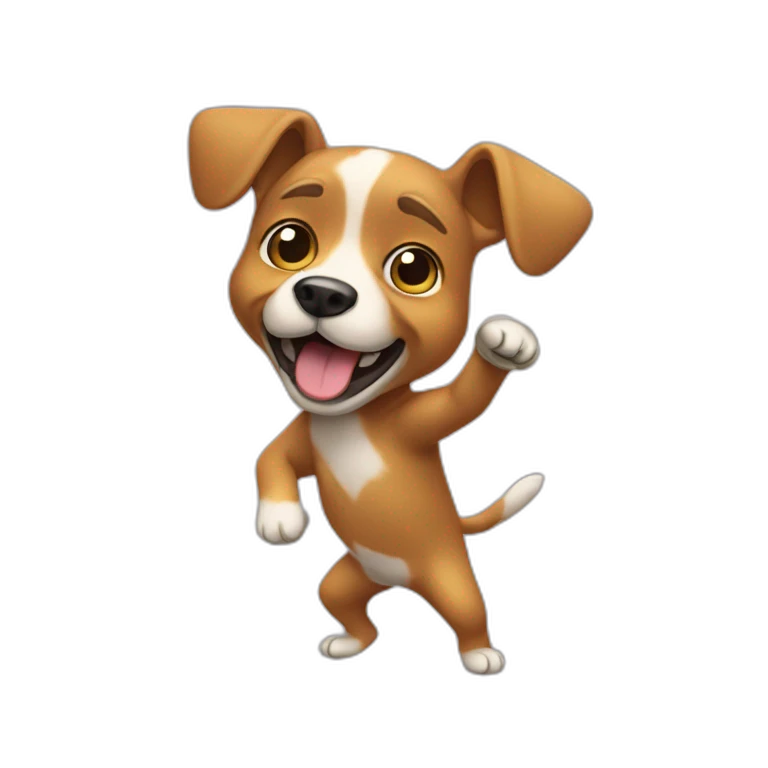 un chien qui fait un dab emoji