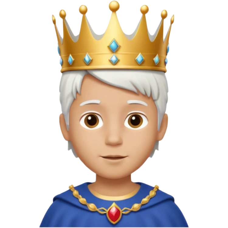 Royal latin Kid boy with crown head 3d style only face half rotate head white hair 3d face in rotate emoji