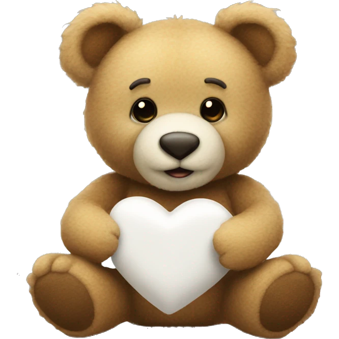 Teddybeer thats holding a white heart with “m” on the heart emoji