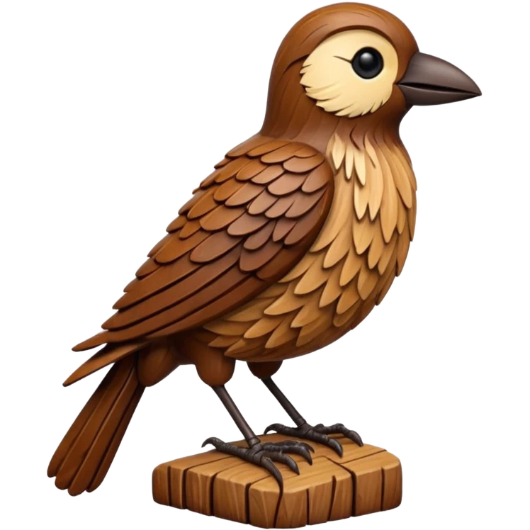 carved wood bird emoji
