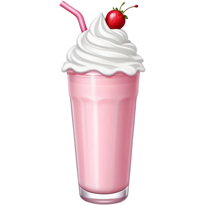 strawberry milkshake with whipped cream and cherry on top emoji