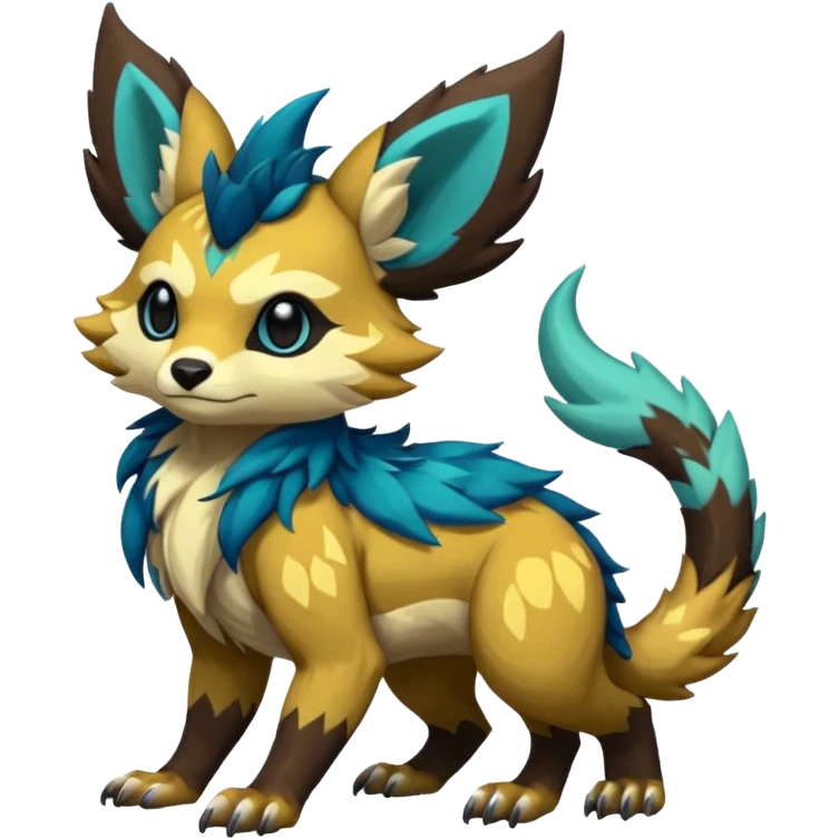 Rare realistic exotic cute epic pretty beautiful handsome gorgeous aesthetic colorful vibrant Vernid-Protogen-Primagen-Wickerbeast-species-Fakemon-creature by LiLaiRa, random markings, tufted ears, full body emoji