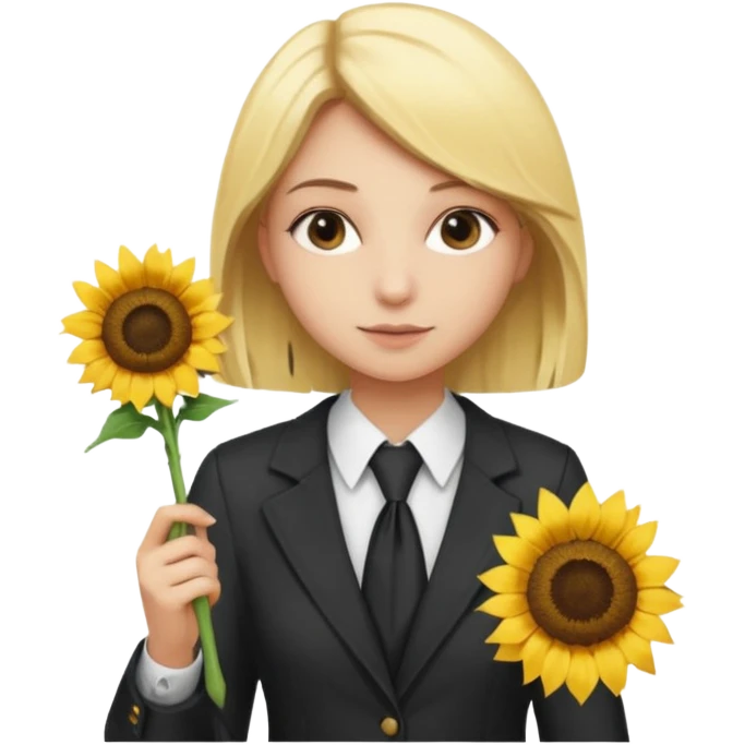Blonde girl Law school student with sunflower on blouse and chancellor wand emoji