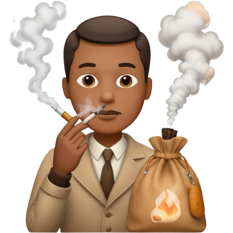 A guy smoking from a bag emoji