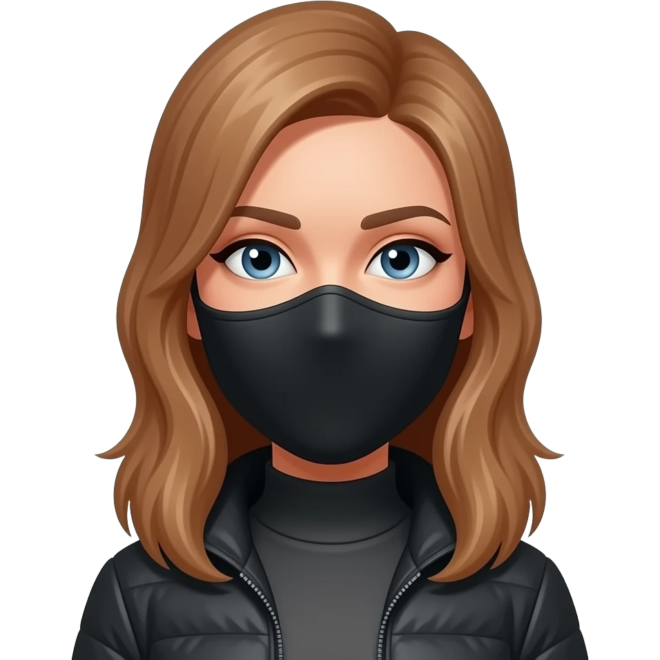 women covering her face with ski mask, make her look illegal emoji