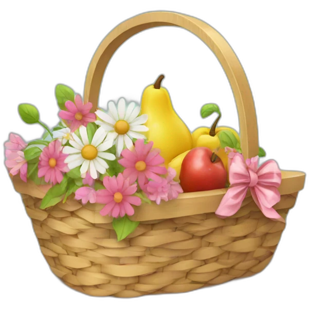 picnic basket with flowers inside emoji