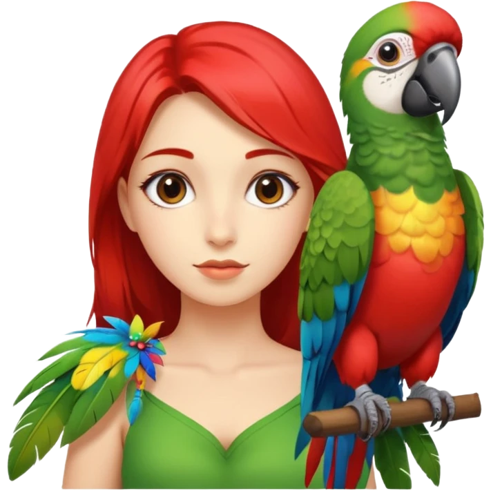 Girl with a parrot on her shoulder emoji