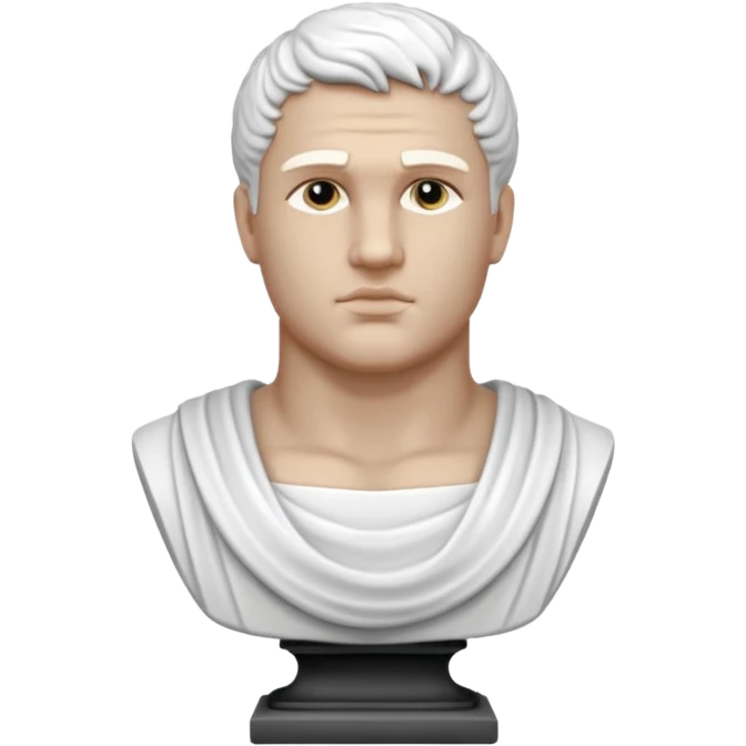 white classical roman bust, hunky,  white stone, no other colours than white emoji