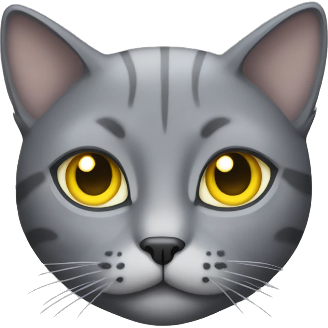 Grey cat with yellow eyes emoji