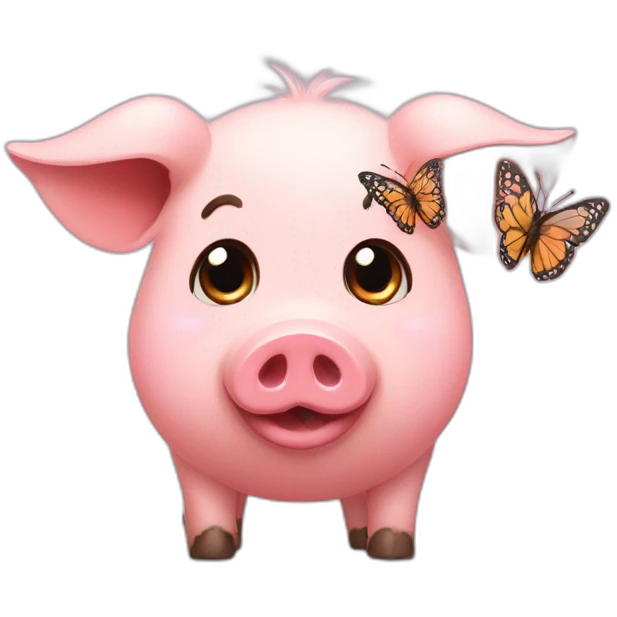 A pig with a little butterfly emoji