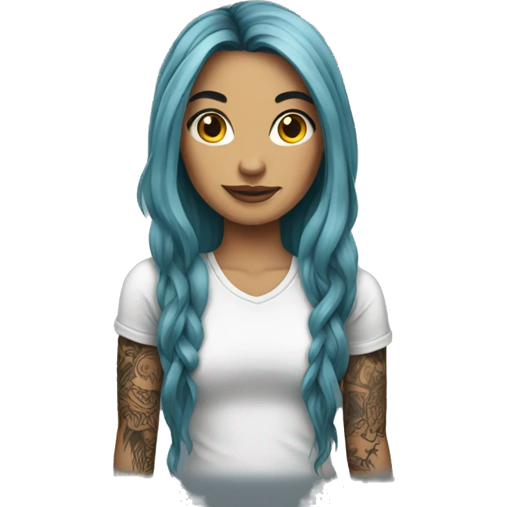 tattooed woman very attractive long hair emoji