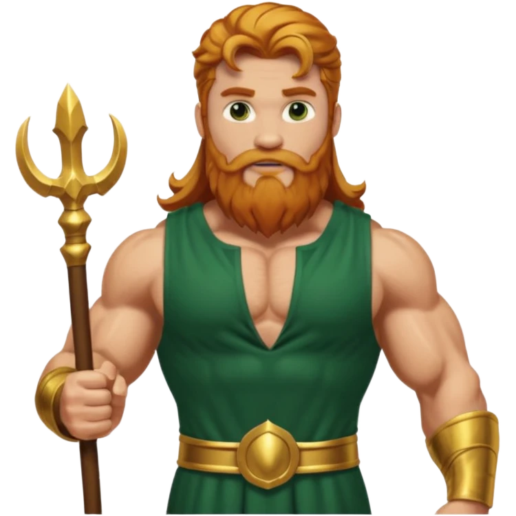 Hercules, God of Heroes from Gods and Goddesses with long reddish blonde hair and beard, gold and dark green outfit emoji