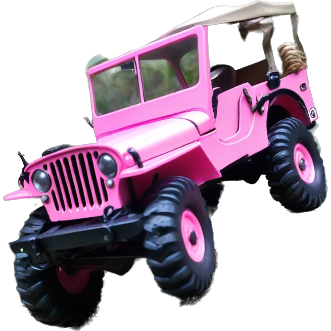 1/10 size jungle tour 1942 Willy’s pearly pink jeep crawler with installed winch  emoji